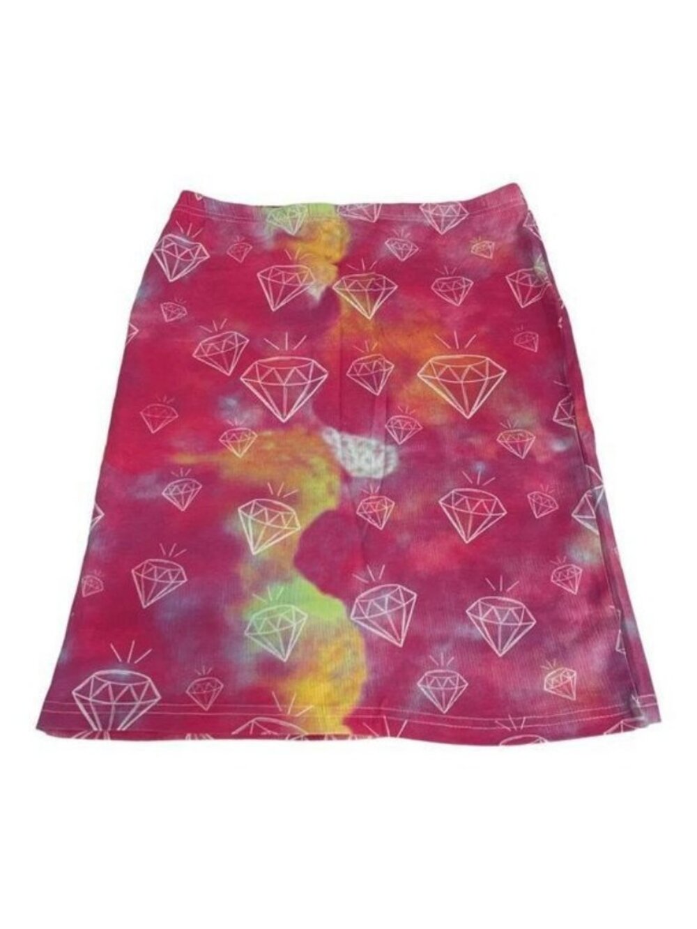 On Fire Tie-Dye Diamond Print Skirt Size Small 95% Cotton 5% Spandex